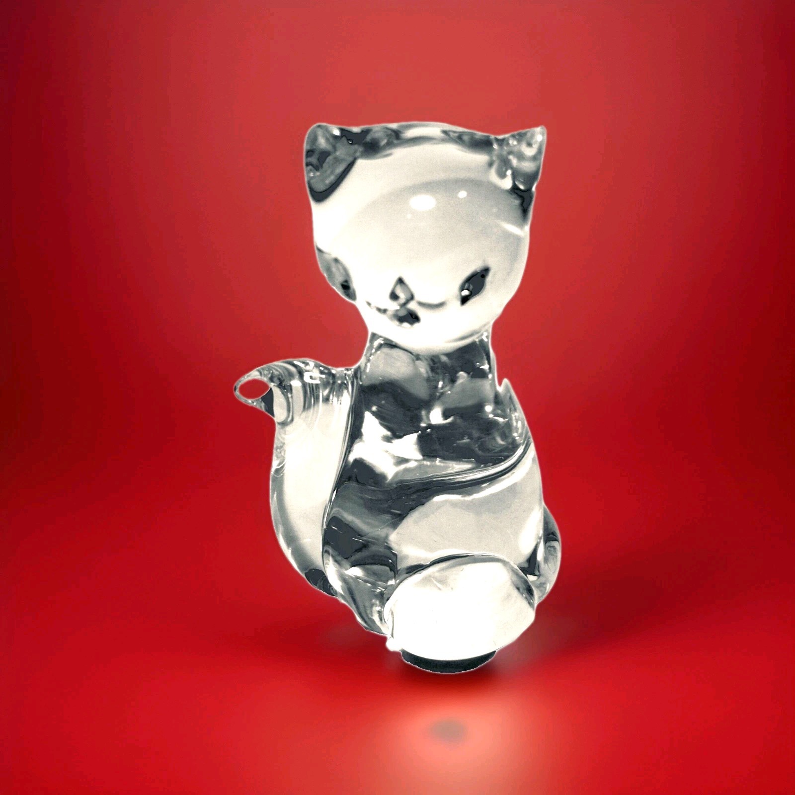 CRYSTAL CAT, HAND-CRAFTED-W/ FACETED EYES,NOSE&MOUTH, 4″HX 2″W, 11 OZ, SILVESTRI