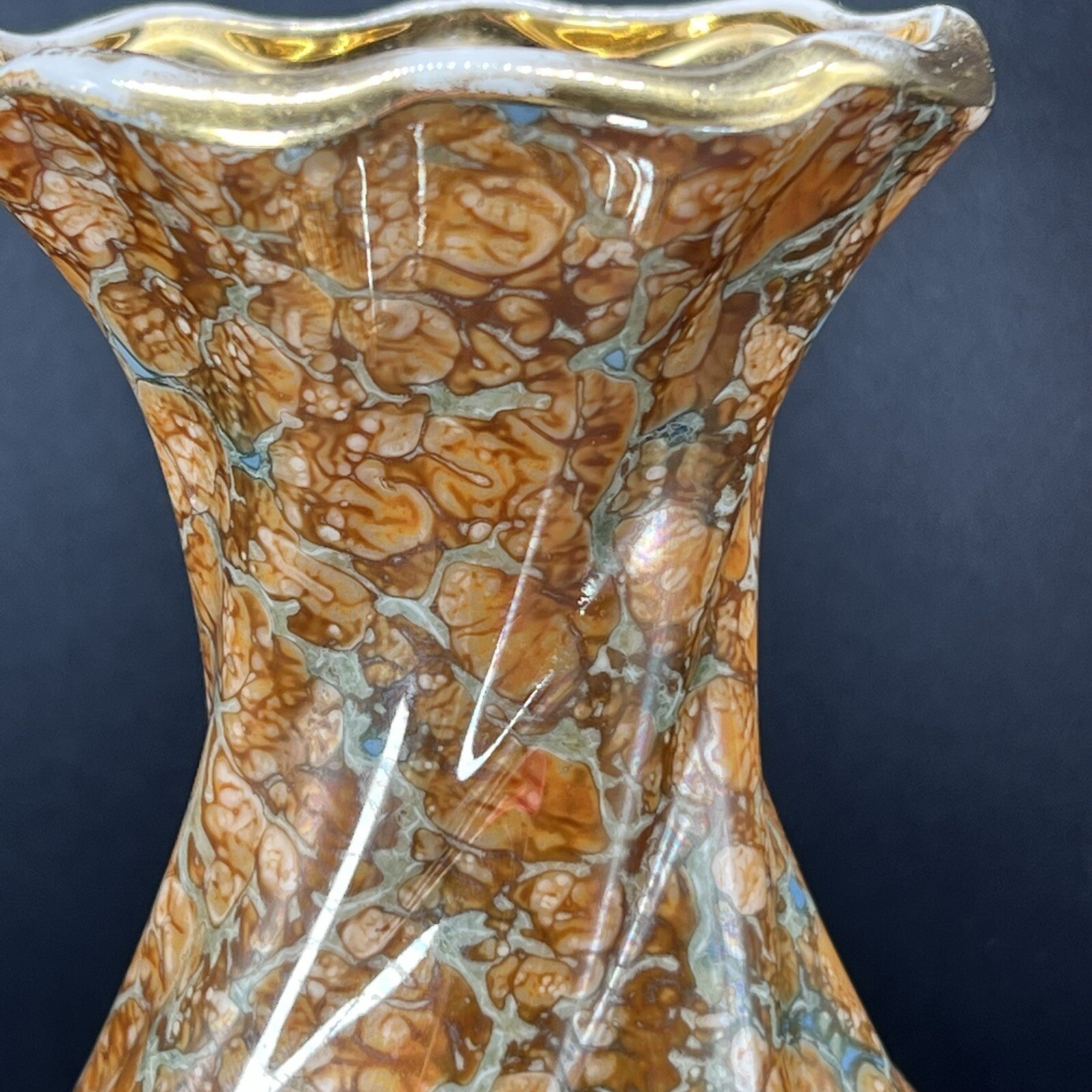 Holley Ross Vase LaAnna 22K Gold 9 1/2″ Flowers Decor Decorative Vintage MCM