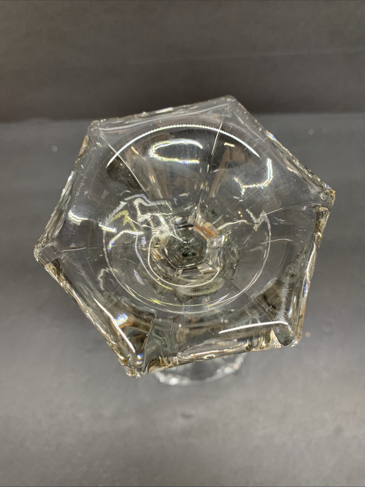 Fostoria Coin Clear Glass Vase, 1887 Eagle Liberty Bell Torch 10″ X 3.5″