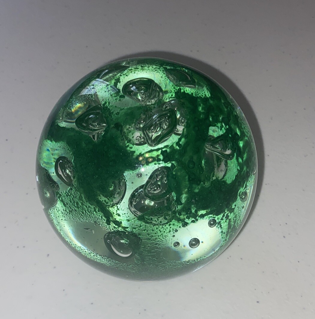 Vintage green glass Bottle dump paperweight Air Bubble Almost 3lbs 4”