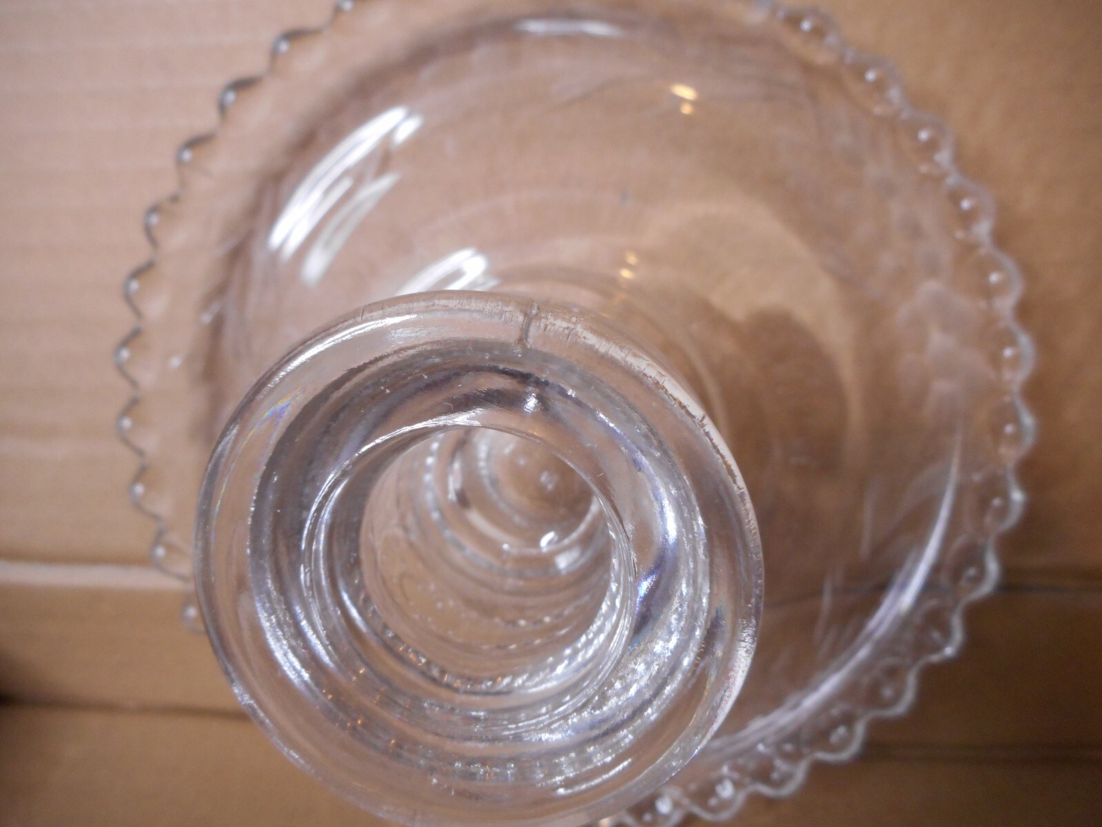 Imperial Glass Candlewick Etched FLOWER Candleholder 2 3/4″T Rolled Edge SINGLE