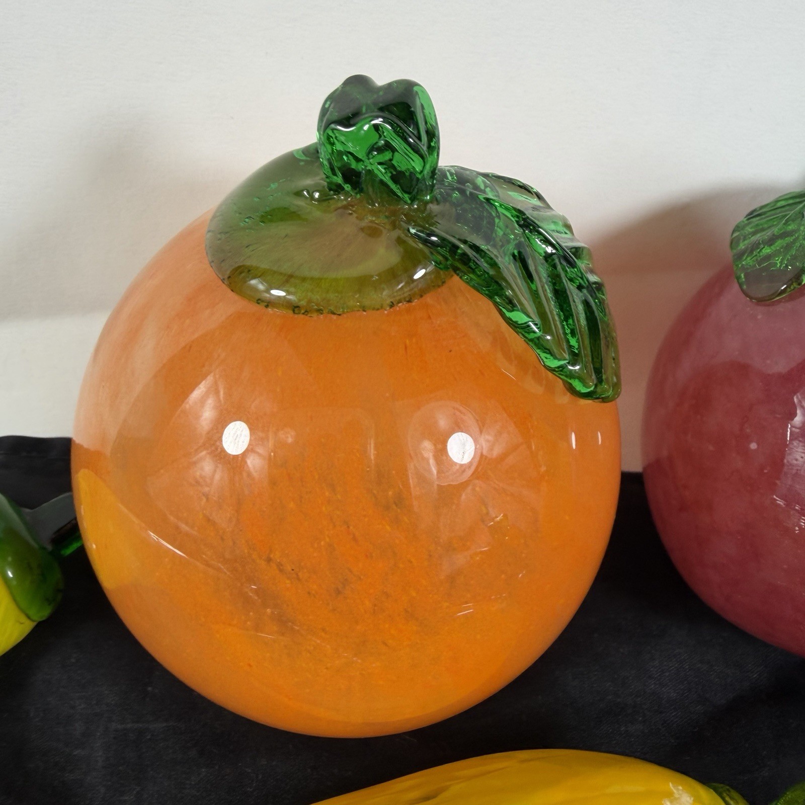 MCM Vintage Murano Style Hand Blown Art Glass Fruit 8 Pc Set Banana Apple Pear