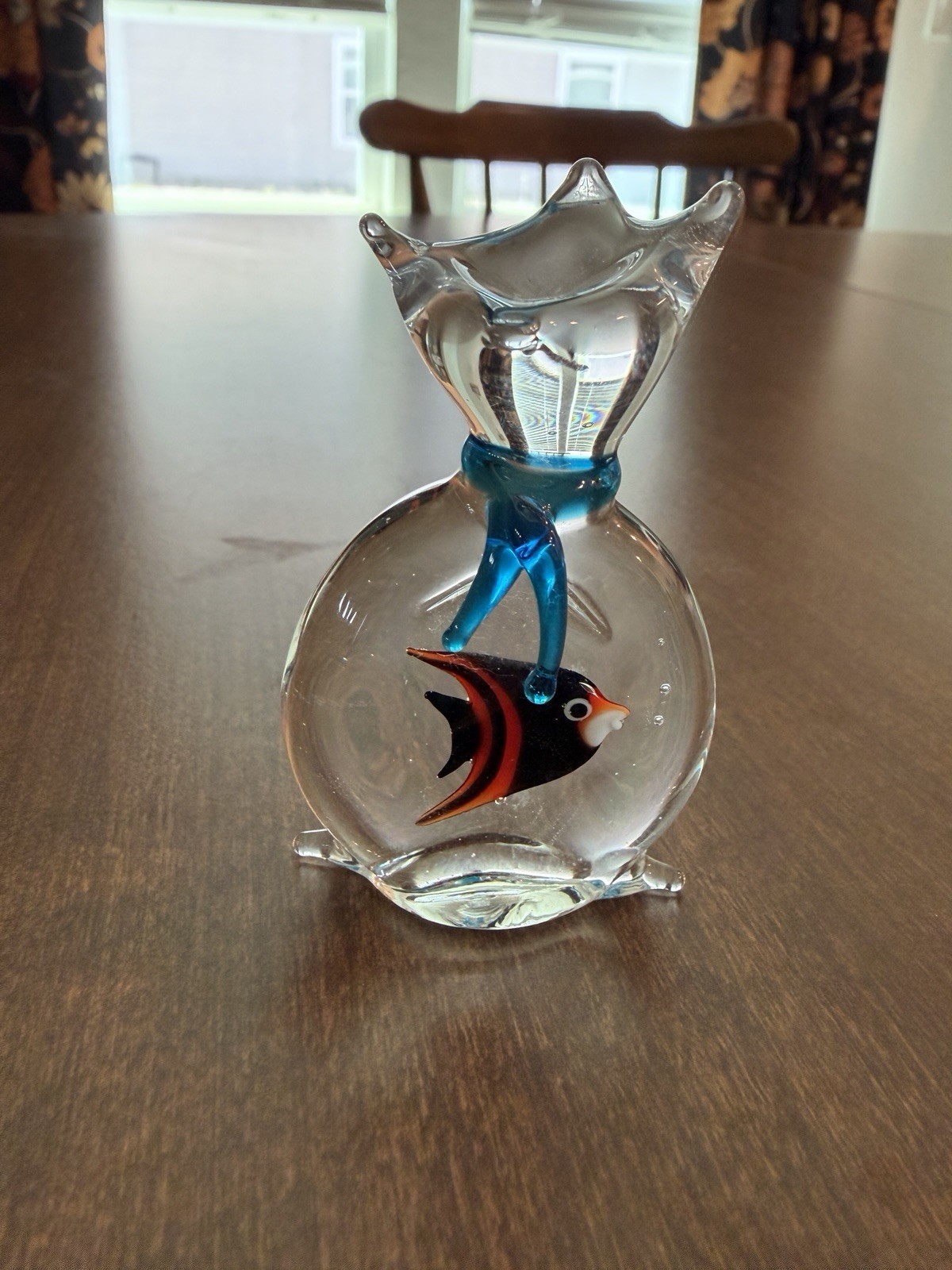 Art Glass Fish Paperweight Clear Drawstring Bag Fair Prize Decor