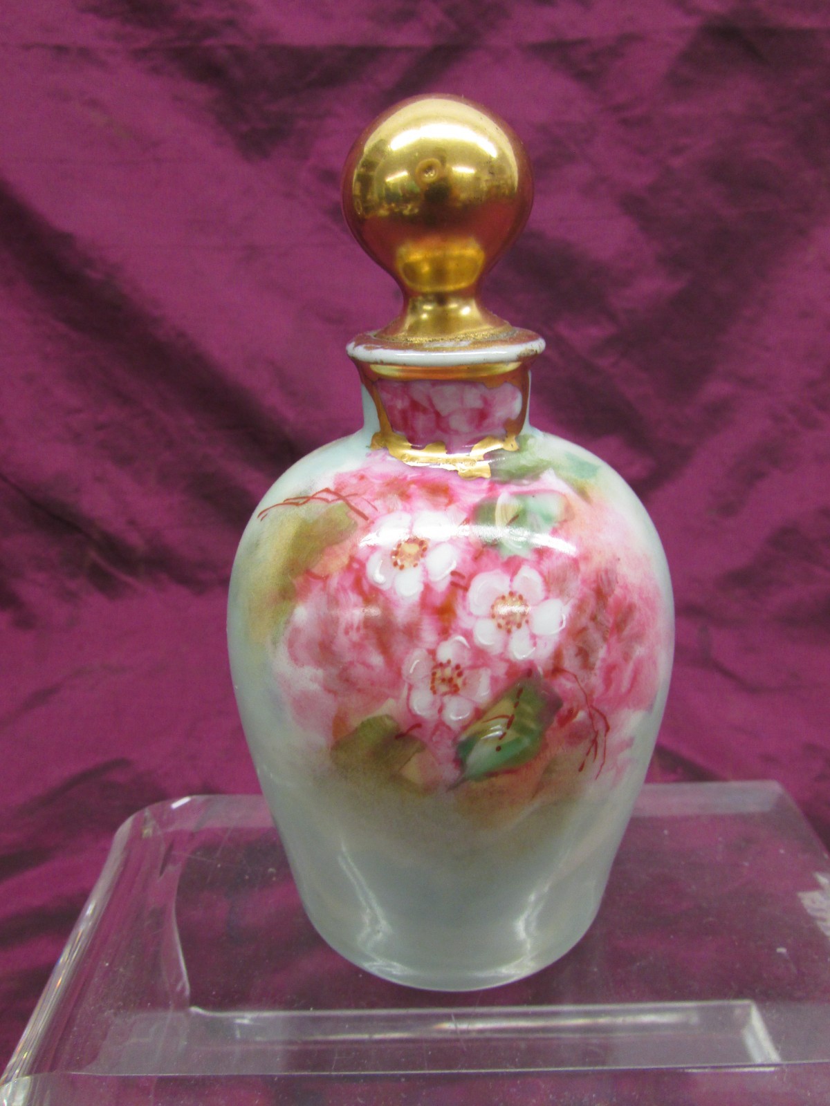 Antique GDA Limoges Pickard France hand painted floral perfume bottle Signed