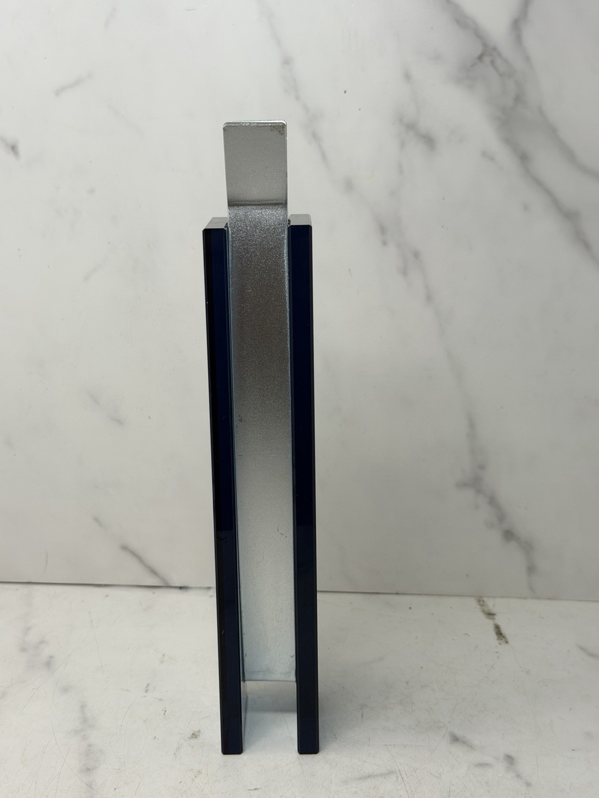 Ribbon Vase – MOMA Peter Hewitt Blue Glass & Anodized Aluminum Contemporary 1997