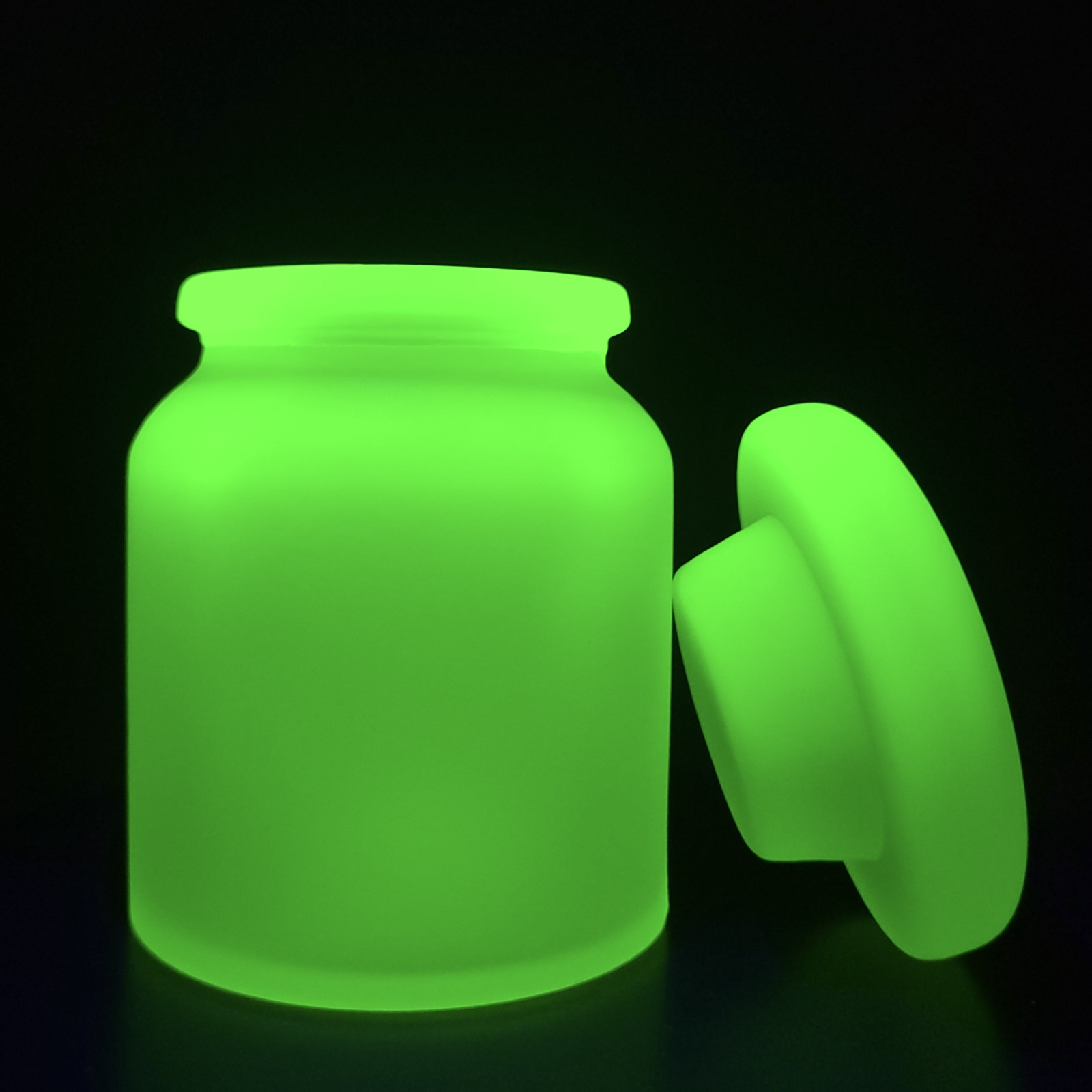 Art Deco Uranium Glass Jar with Lid Vaseline Yellow Frosty Matte Glass Figurine