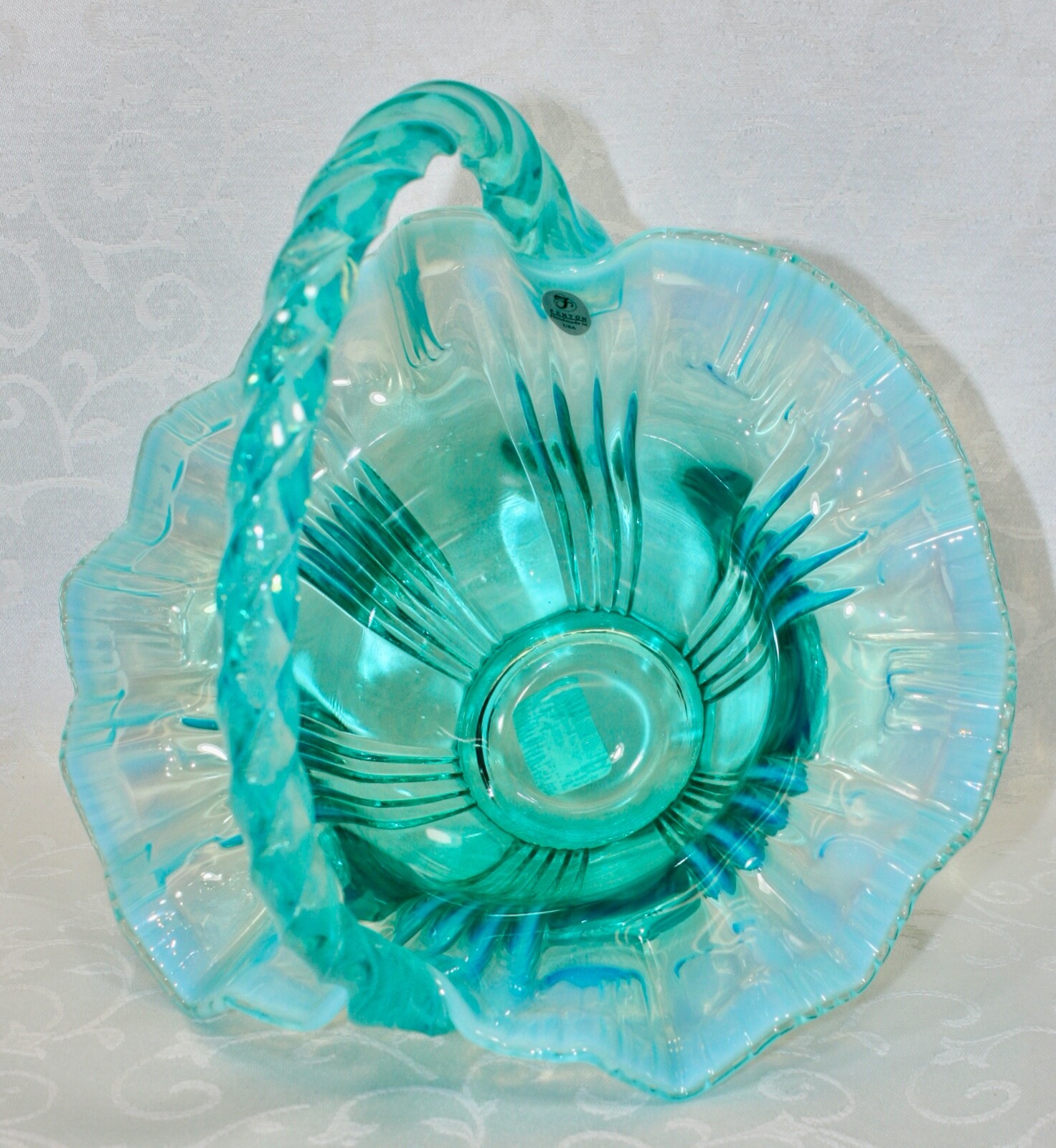Fenton, Basket, Robins Egg Blue Glass.