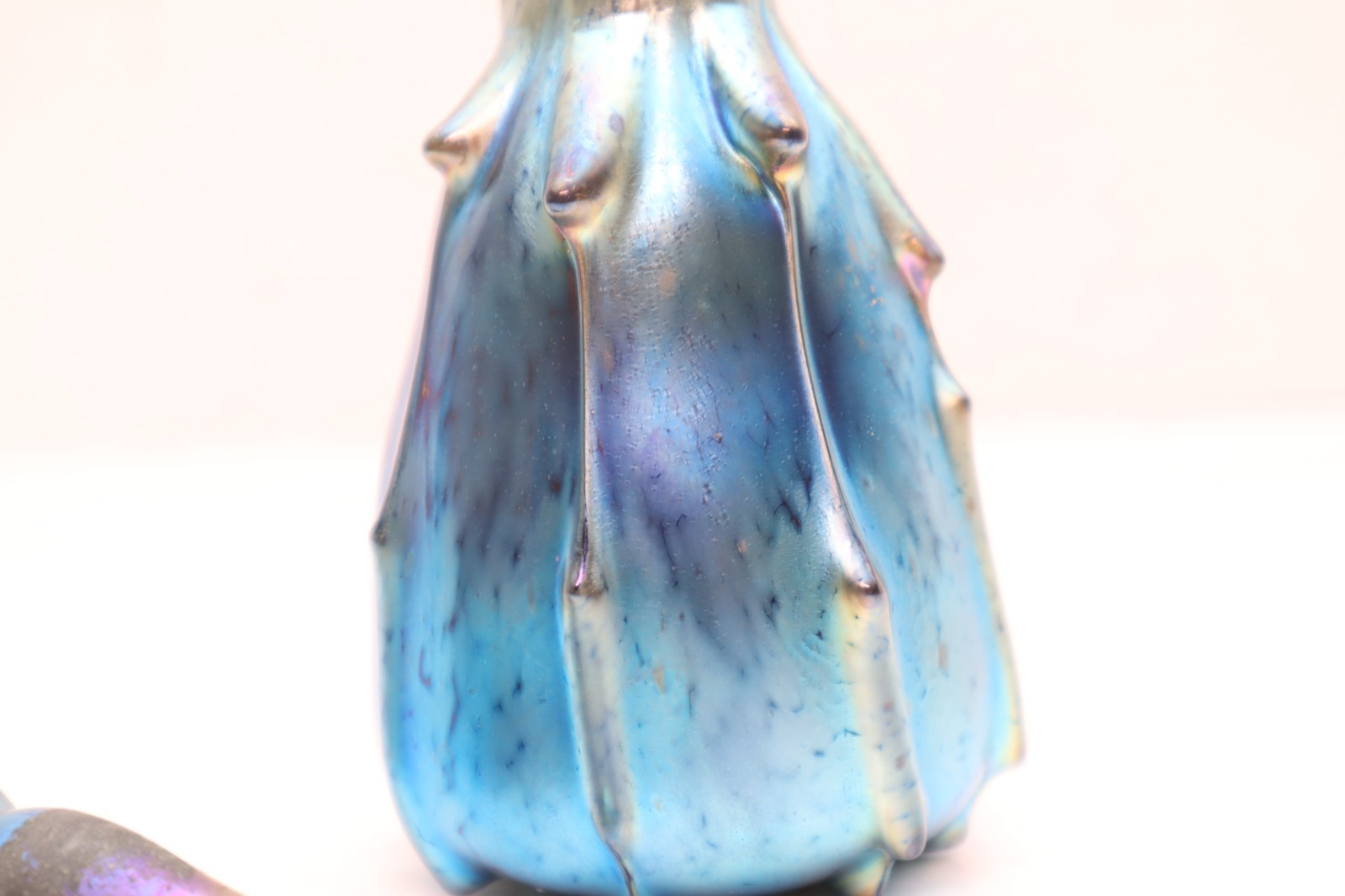 Blue Luster Studio Art Glass Perfume Bottle Saul Alcaraz Iridescent DRIP Design