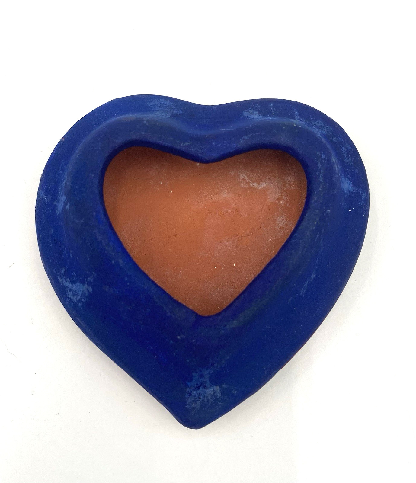 Terra Cotta Heart-Shaped Trinket/Jewelry Box Mexico Hand-Painted Florals Sticker