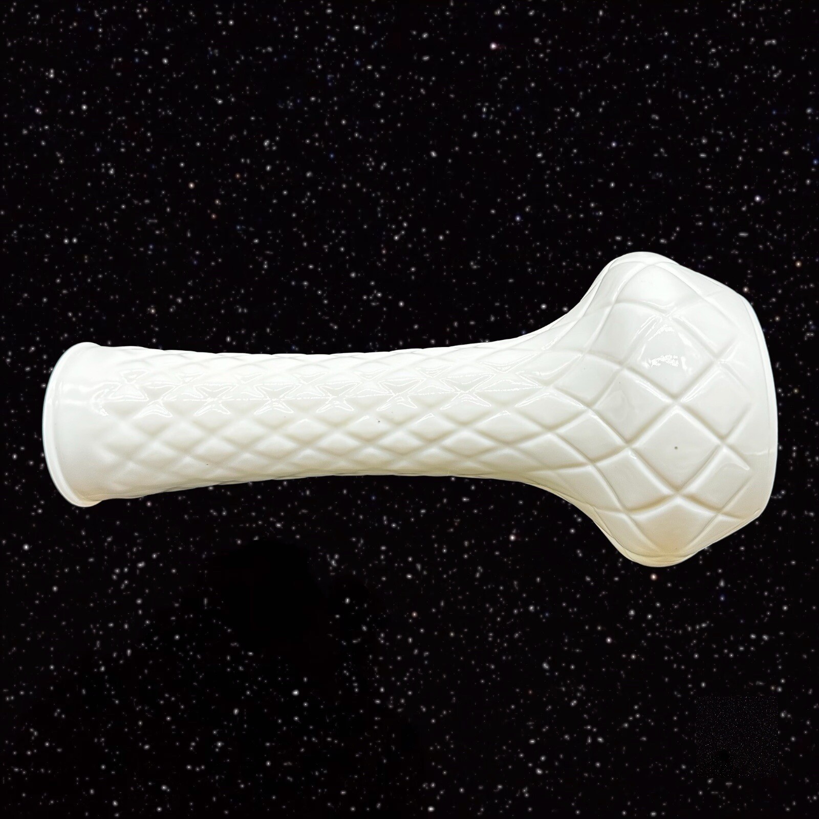 Vintage Hoosier Glass Milk Glass Quilted Pattern Flower Bud Vase 9”T 2”W