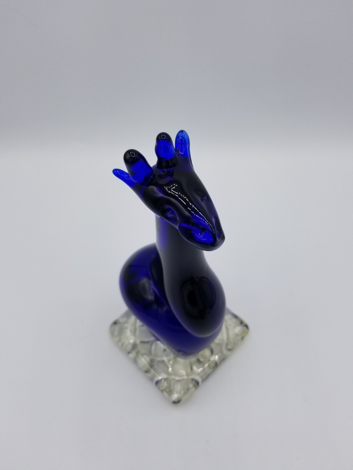 Vintage Studio Cobalt Blue Art Glass Giraffe Figurine Hand blown Paperweight