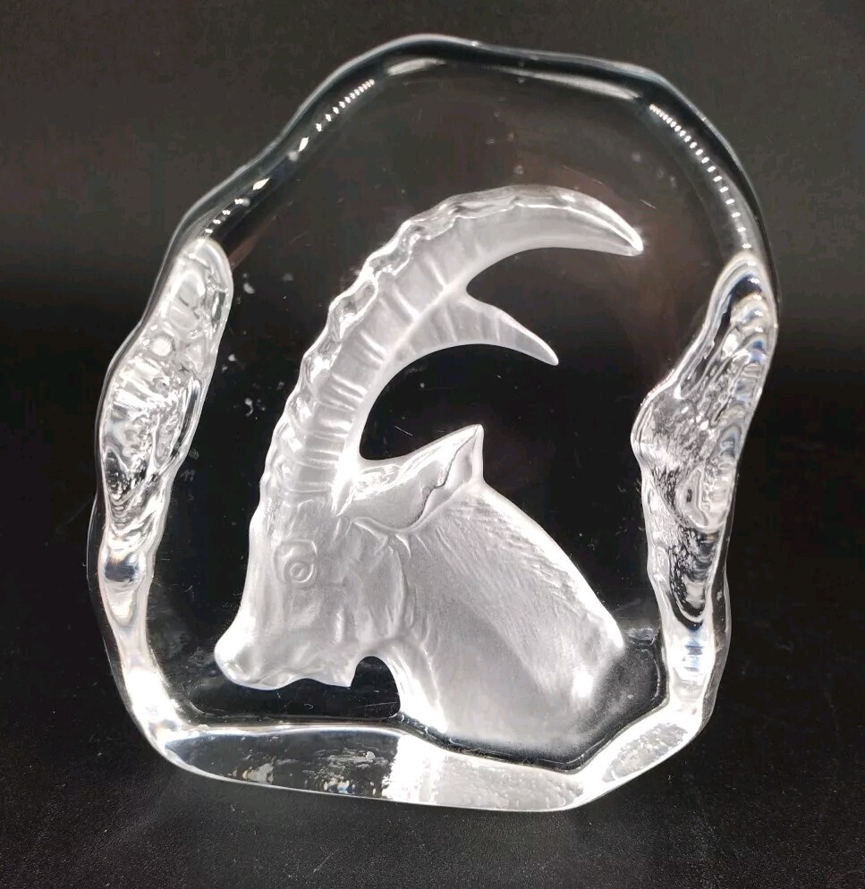 Vintage Cristal d’ Arques Lead Crystal RAM Paperweight France 5″ Tall