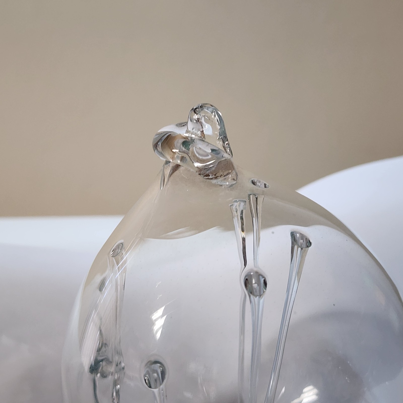 Vtg Parise Vetro MCM Clear Art Glass Hand Blown Dripping Strands Round Ornament