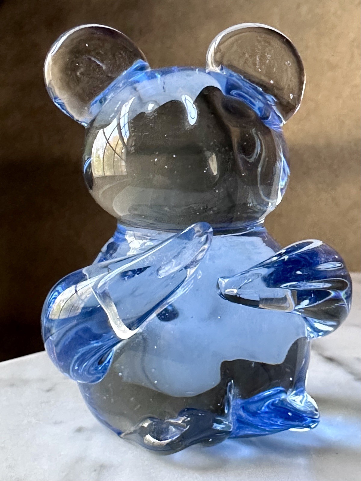 Commemorative Fine Art Gallery Koala Bear Blue Art Glass Figurine, 3”