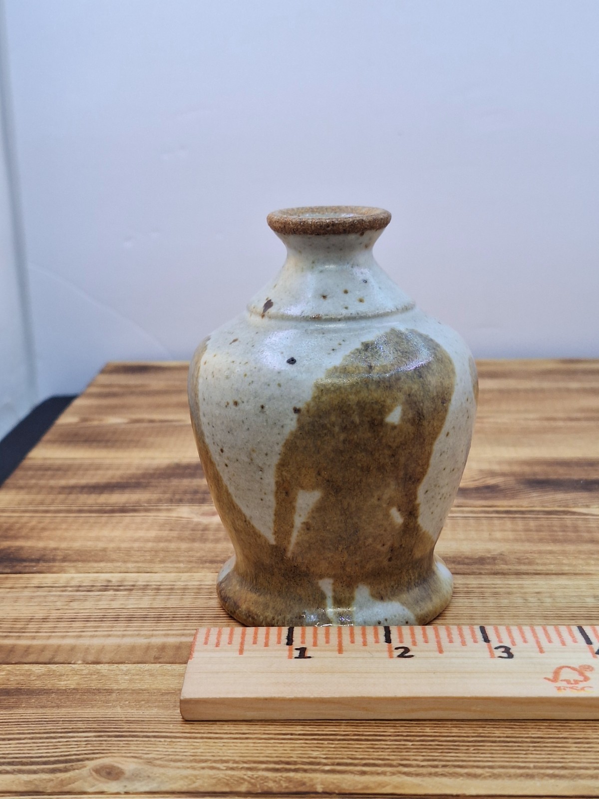 Vintage Studio Art Stone Pottery Bud Vase Signed 4 X 3