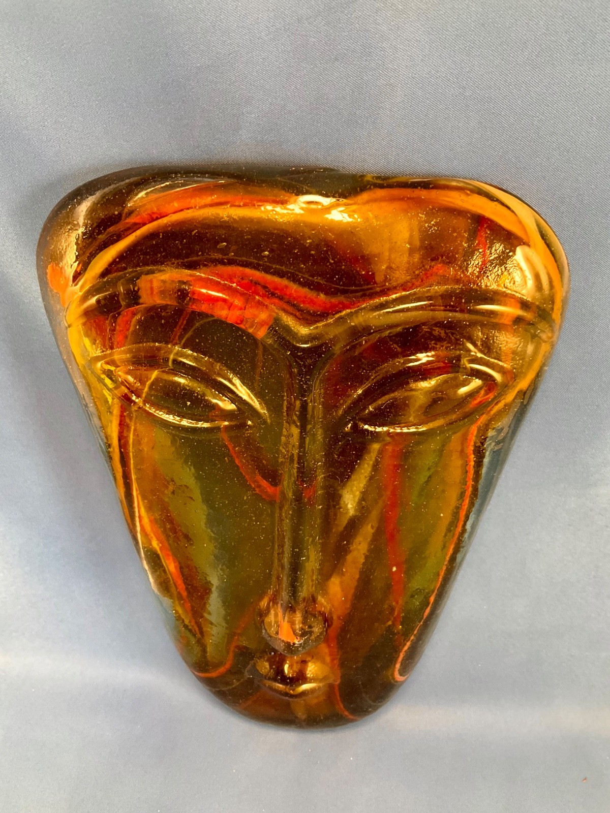 1980s JARAMILLO BROTHERS Mexico ‘Sky Dreamer’ Cast Art Glass Mask Sculpture #824