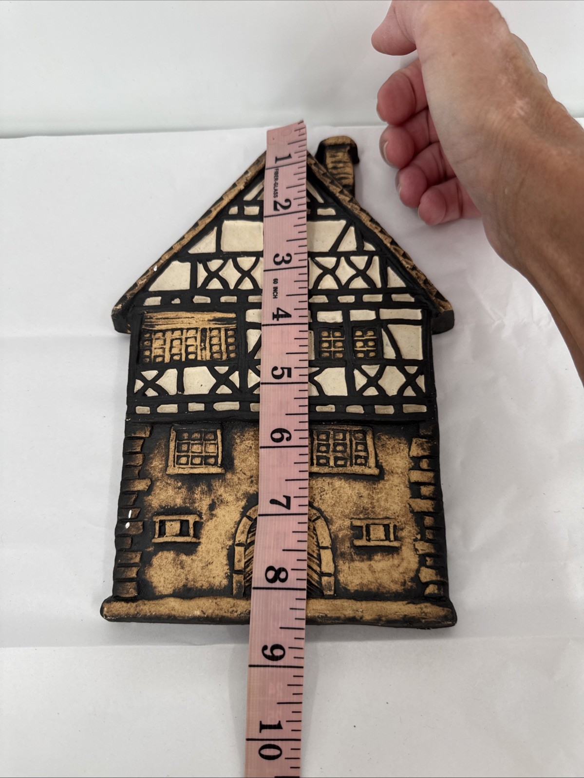 Handmade German Half-Timbered House Wall Decor – Vintage Clay Art 4 Pieces