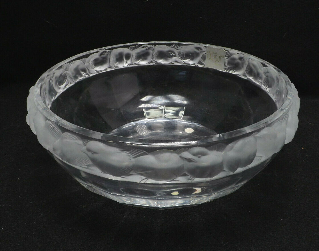 Lalique Crystal Mesanges Bird Bowl, with box, 9 3/4″