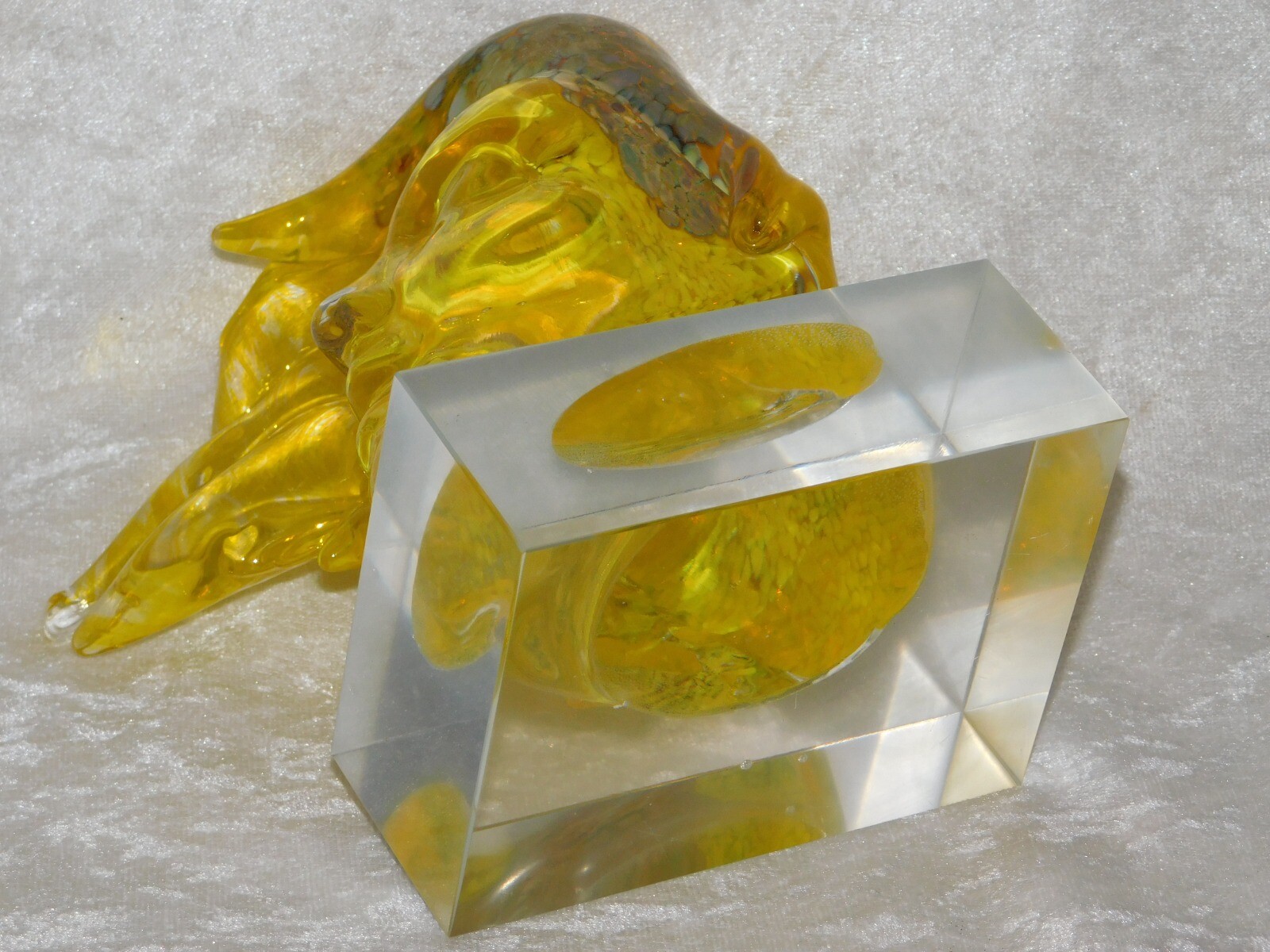 Modern Art Glass Sculpture Blown Blonde Hair Bust Henryk Rysz Poland Papeweight