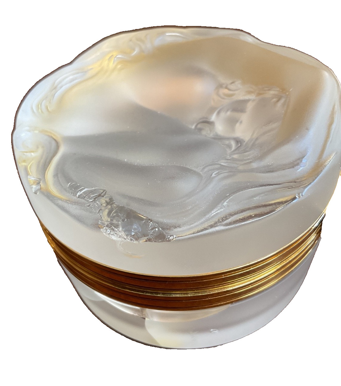 Antique Nude Woman Rene Lalique POWDER BOX Art Deco Dresser