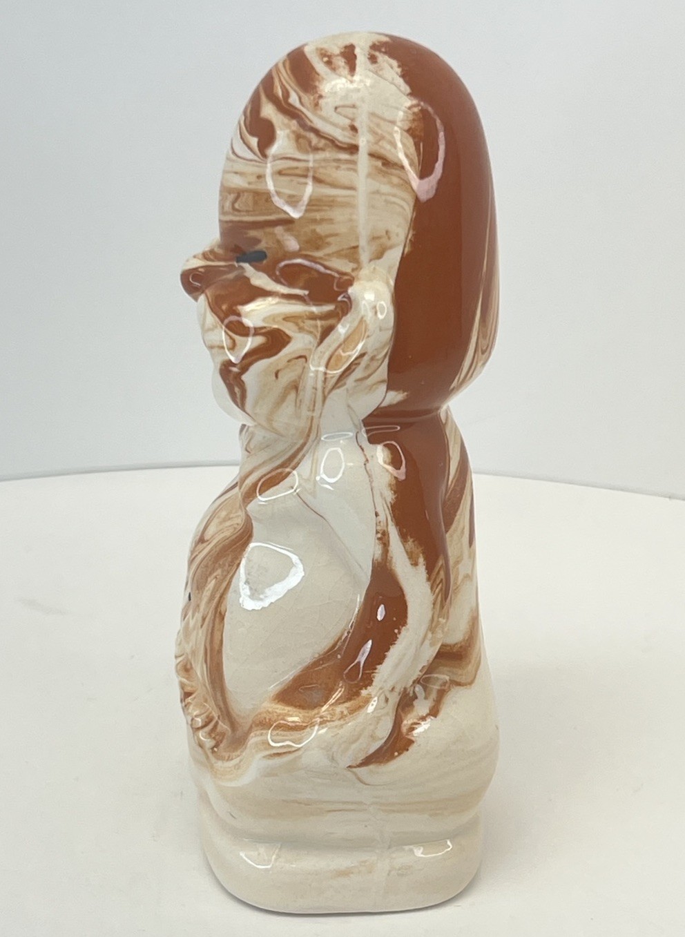 Rare Vintage Brown Swirl Pottery 6.25” Buddha – Alaska 1977 – EXC