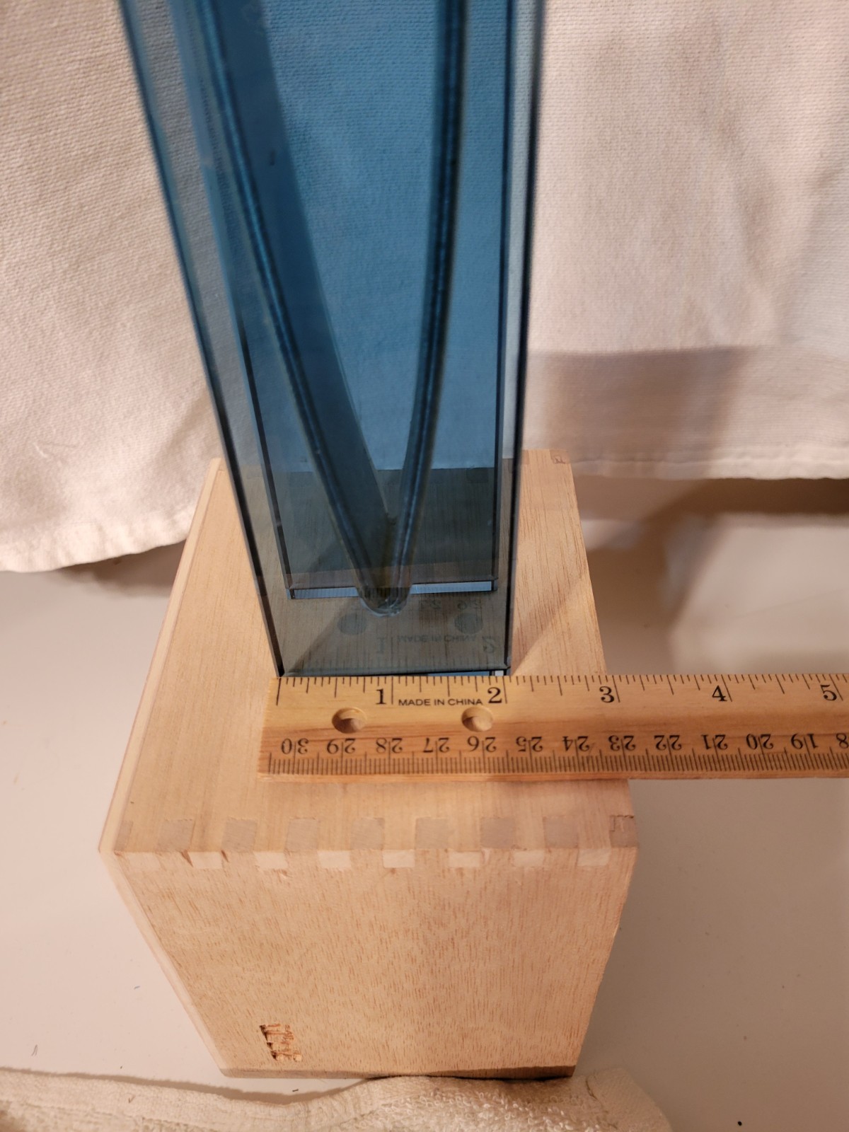 Ribbon Vase – MOMA Peter Hewitt RARE Blue Glass & Anodized Aluminum Contemporary