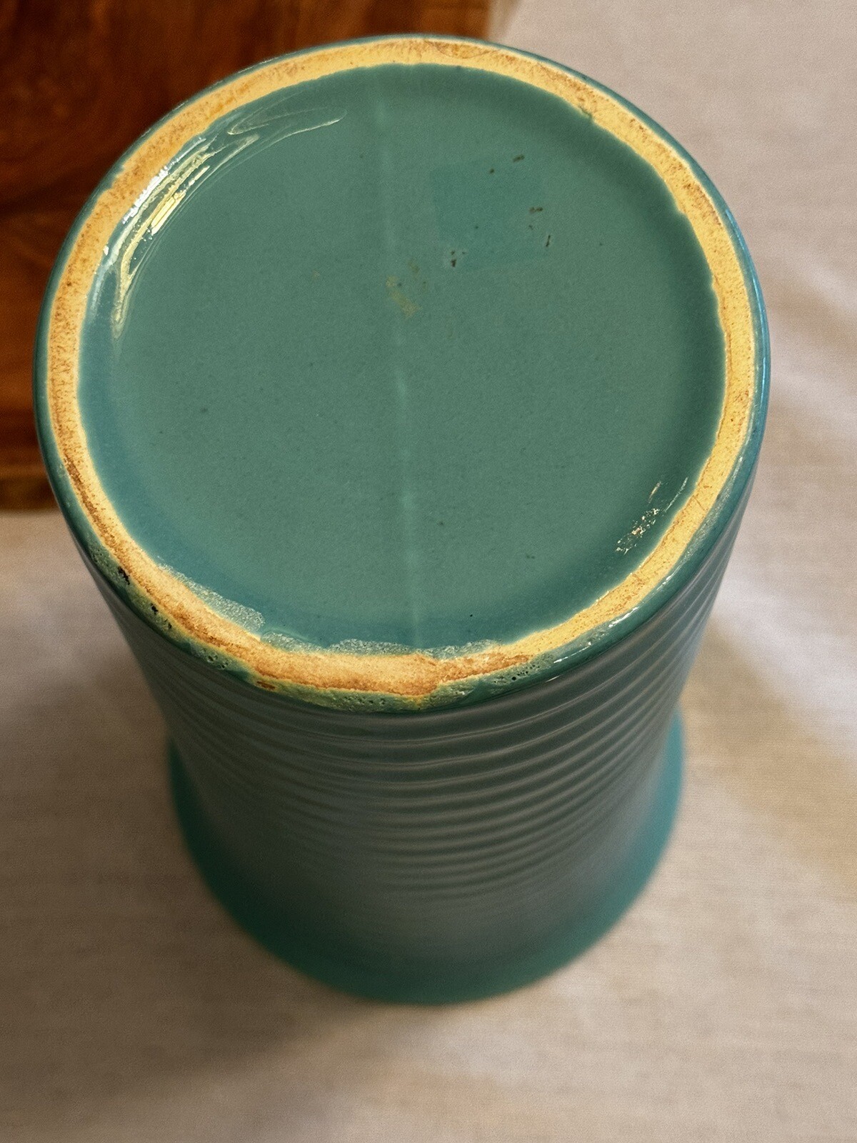 Bauer Pottery Turquoise Blue Ring ware Vase 10”
