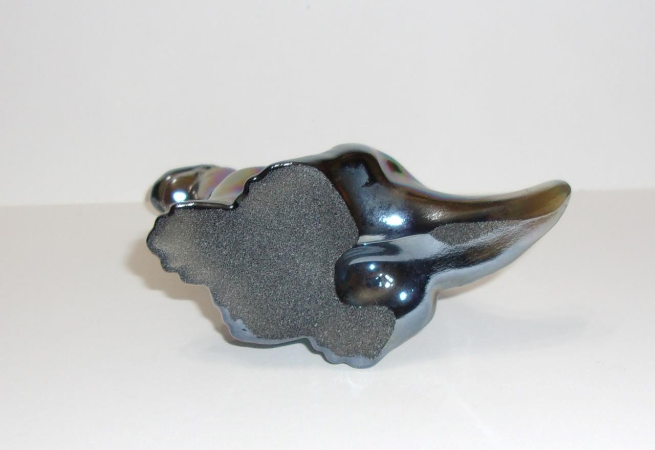 Fenton Glass Smoke Carnival Iridized Dinosaur Figurine Mosser Made In USA