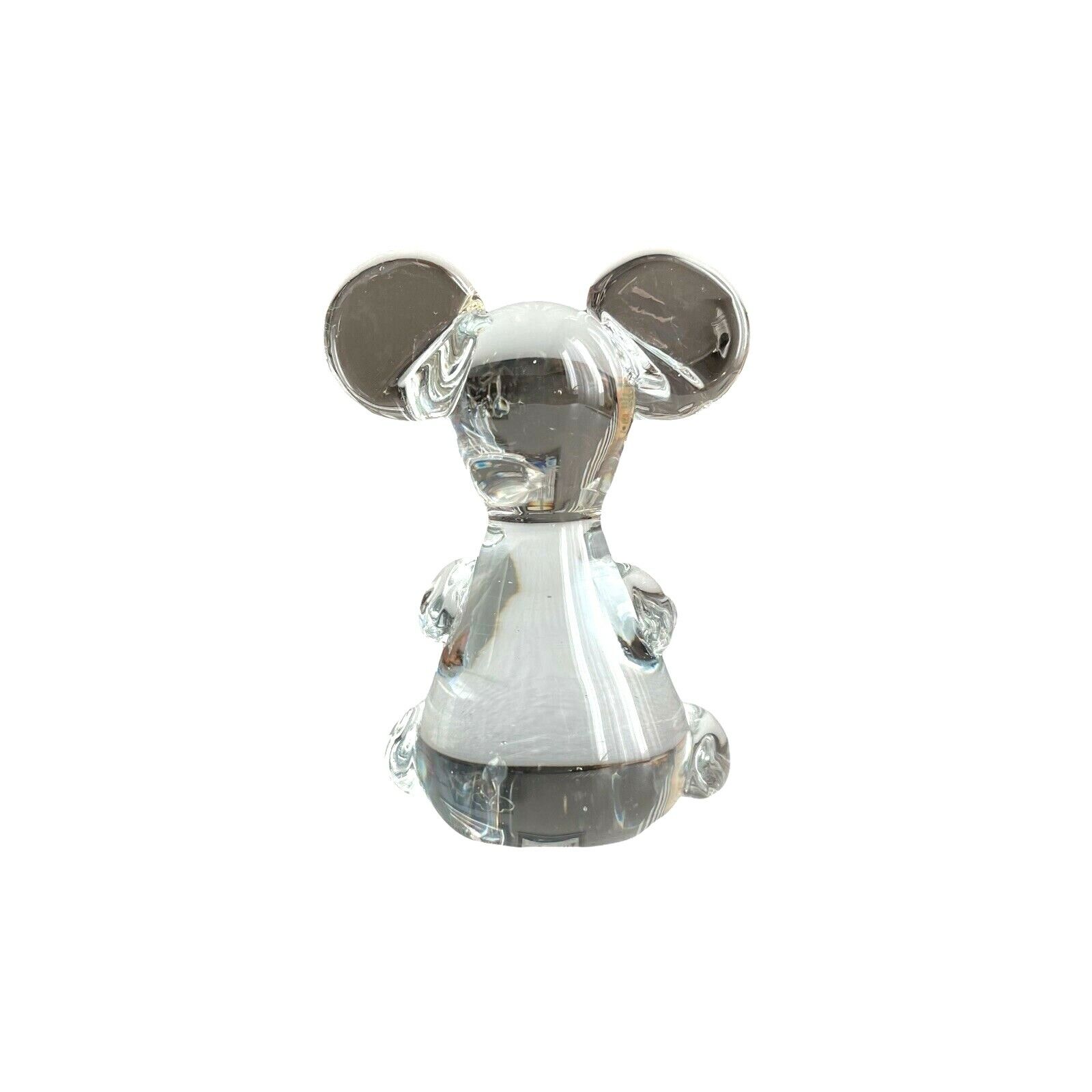 Glass Mouse Figurine Paperweight Clear Mouse Polished Bottom Few Bubbles
