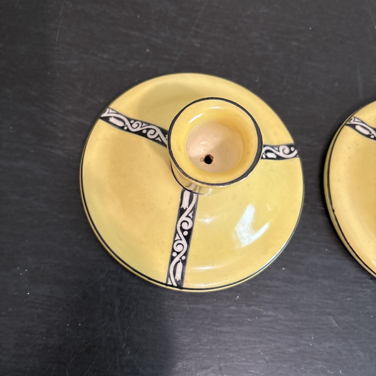 Antique 1920’s Art Deco Czech Ceramic Candlesticks Coronet Bohemian