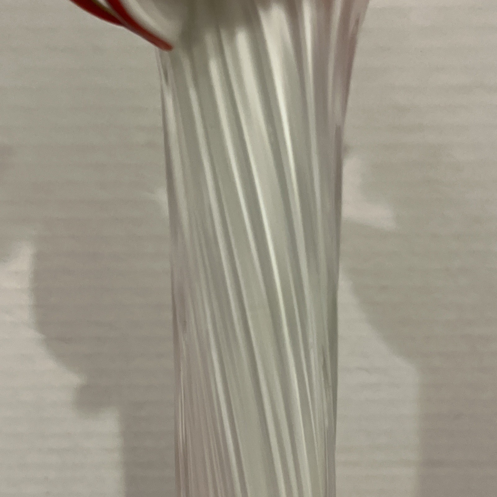 15in Tulip Bud Vase Handblown Art Glass Red White Green Clear Flower