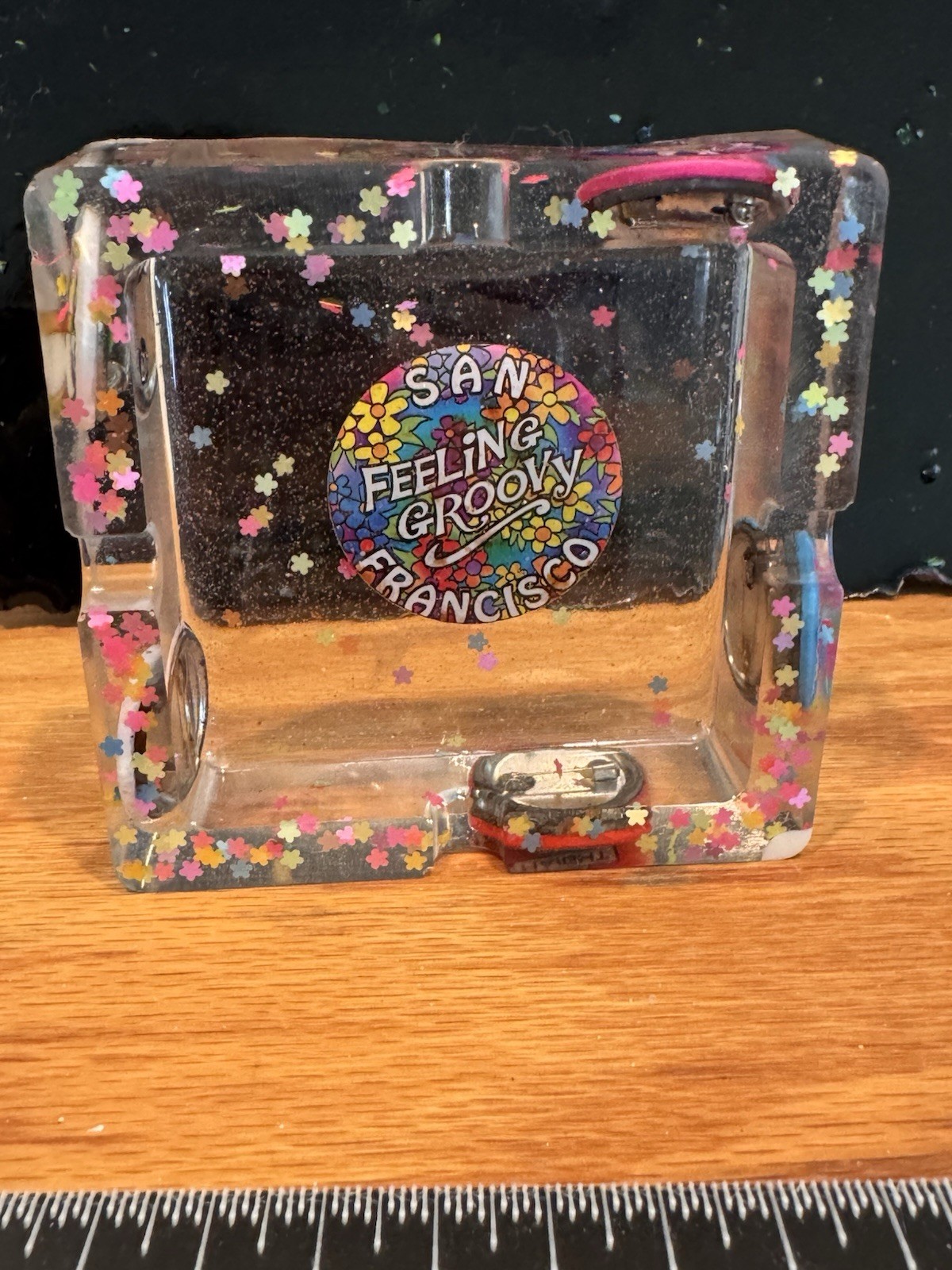 Clear Art Resin Square Decorative Ashtray, San Francisco Haight-Ashbury Graphics