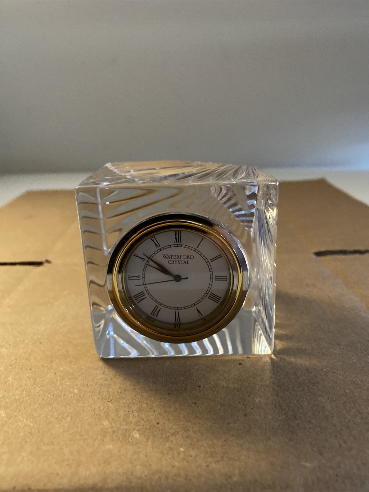 WATERFORD CRYSTAL DESK CLOCK 2.5” X 2.5” Needs Battery