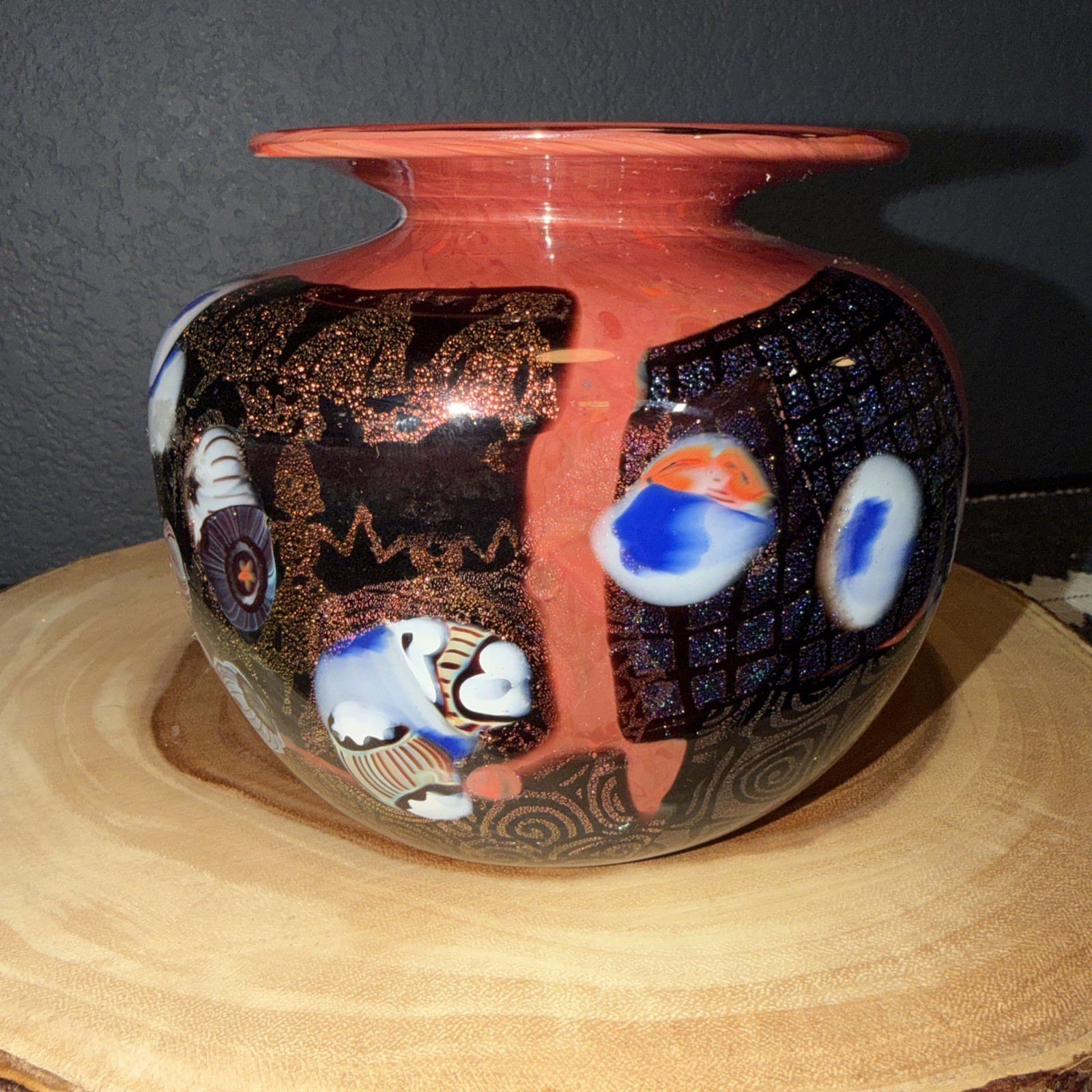 Stunning Vanderlaan X Bliss Multi-color vase signed Approx 6″X 7” Great GIFT!