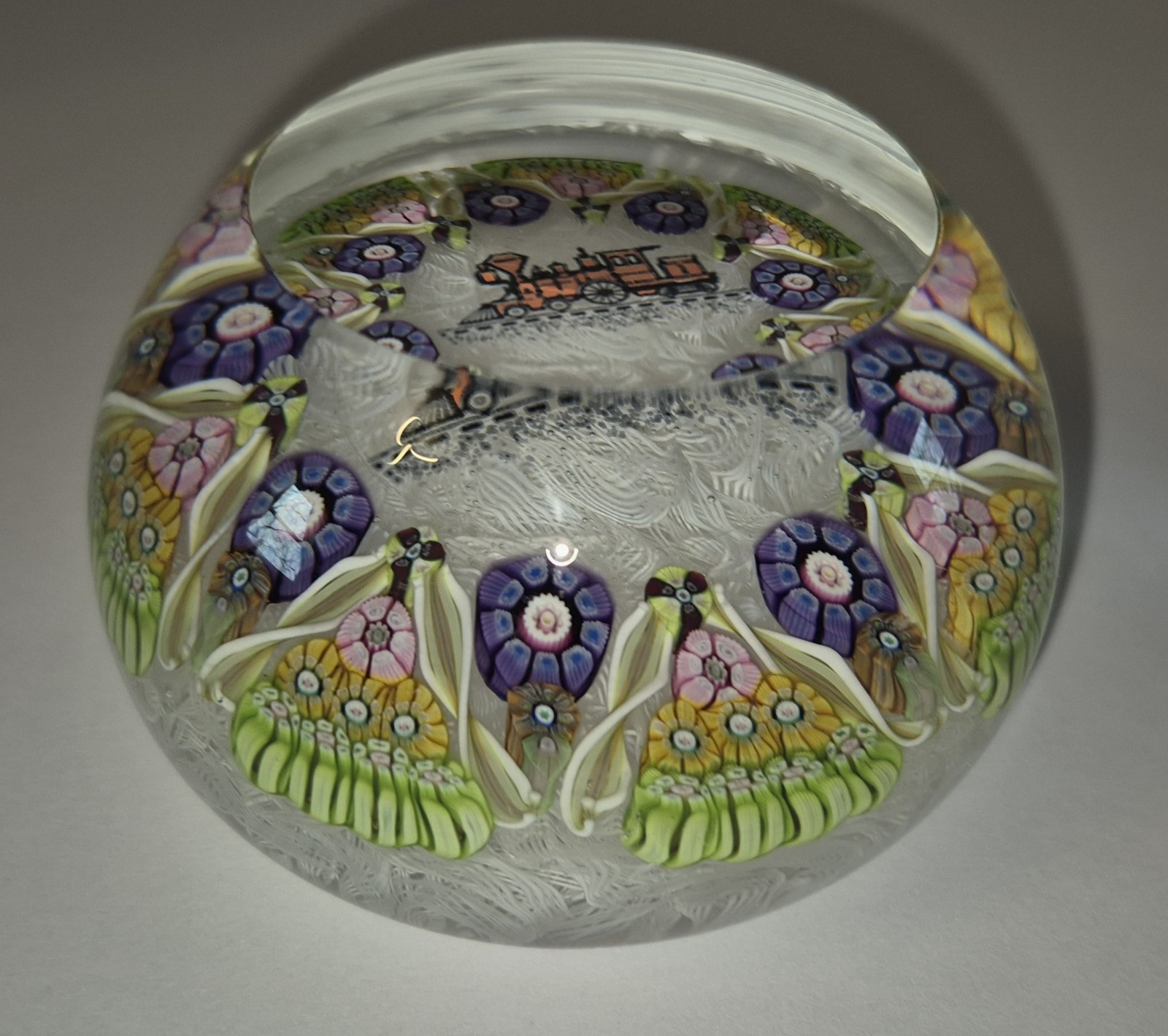 Perthshire PP56 Locomotive/Train Millefiori Art Glass Paperweight 1651
