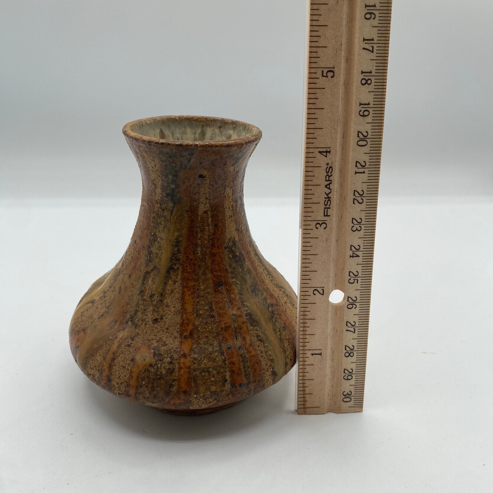 Studio Art Pottery Handcrafted Stoneware Clay Vase Vintage Signed Bergeon 72