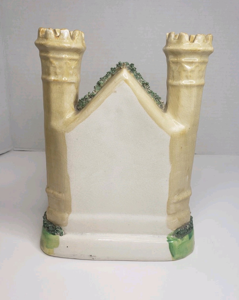 Victorian Staffordshire Castle Flatback Dry Spill Vase English Pottery 8.5″