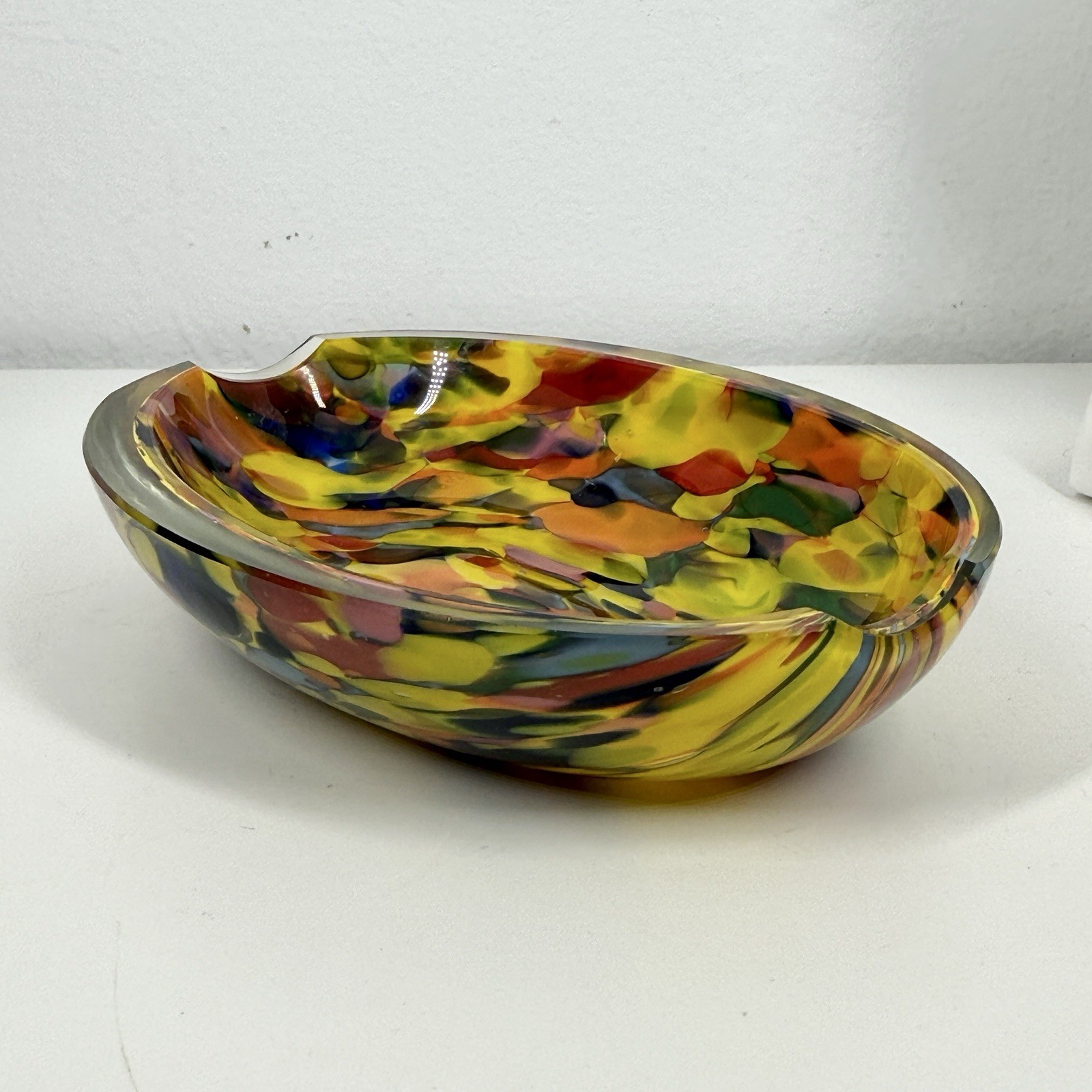 CZECH End-of-Day CIGAR ASHTRAY/Trinket DISH Glass UV REACTIVE 20s-30s Art Deco