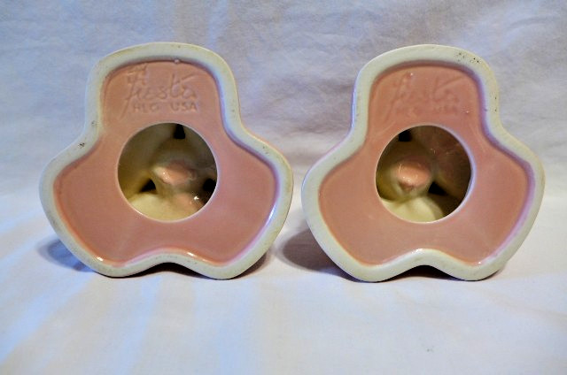 VTG Fiesta Art Deco Rose Pink Tripod Candle Holders Homer Laughlin USA Pair 2