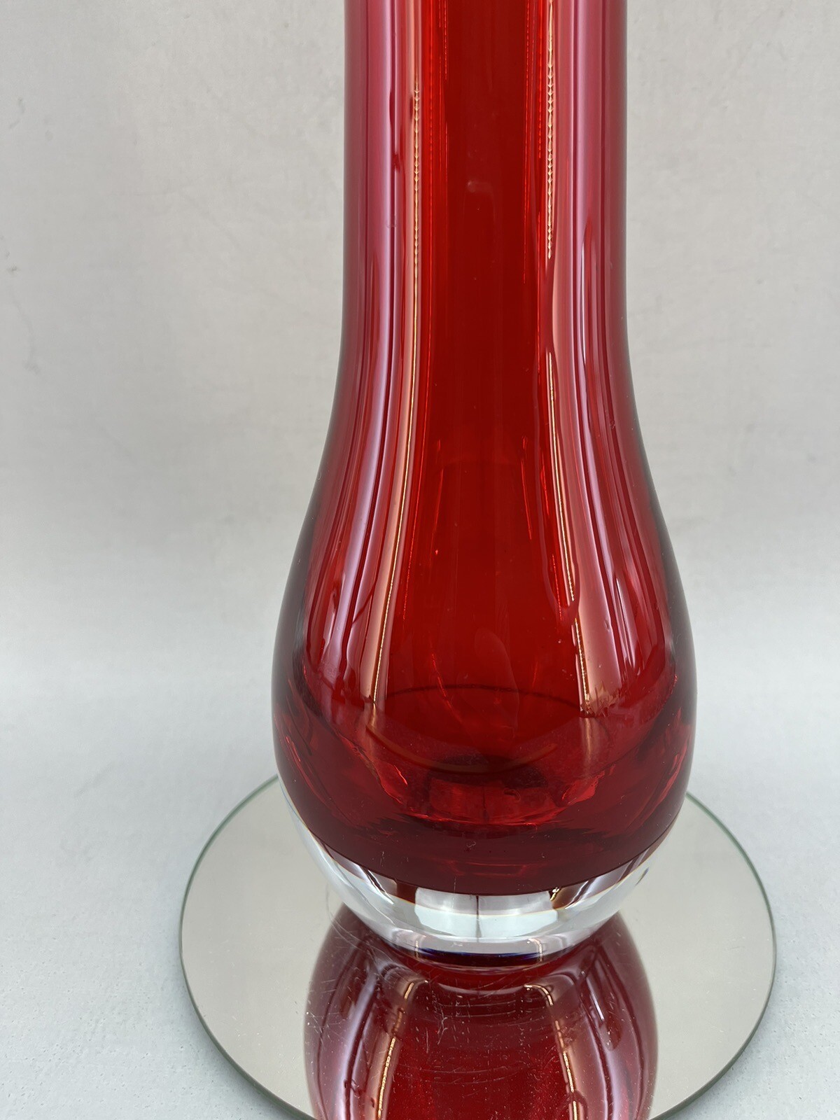 Vintage Design Guild ￼15” Ruby Red Modernist Glass Vase ￼Thailand ￼Cranberry
