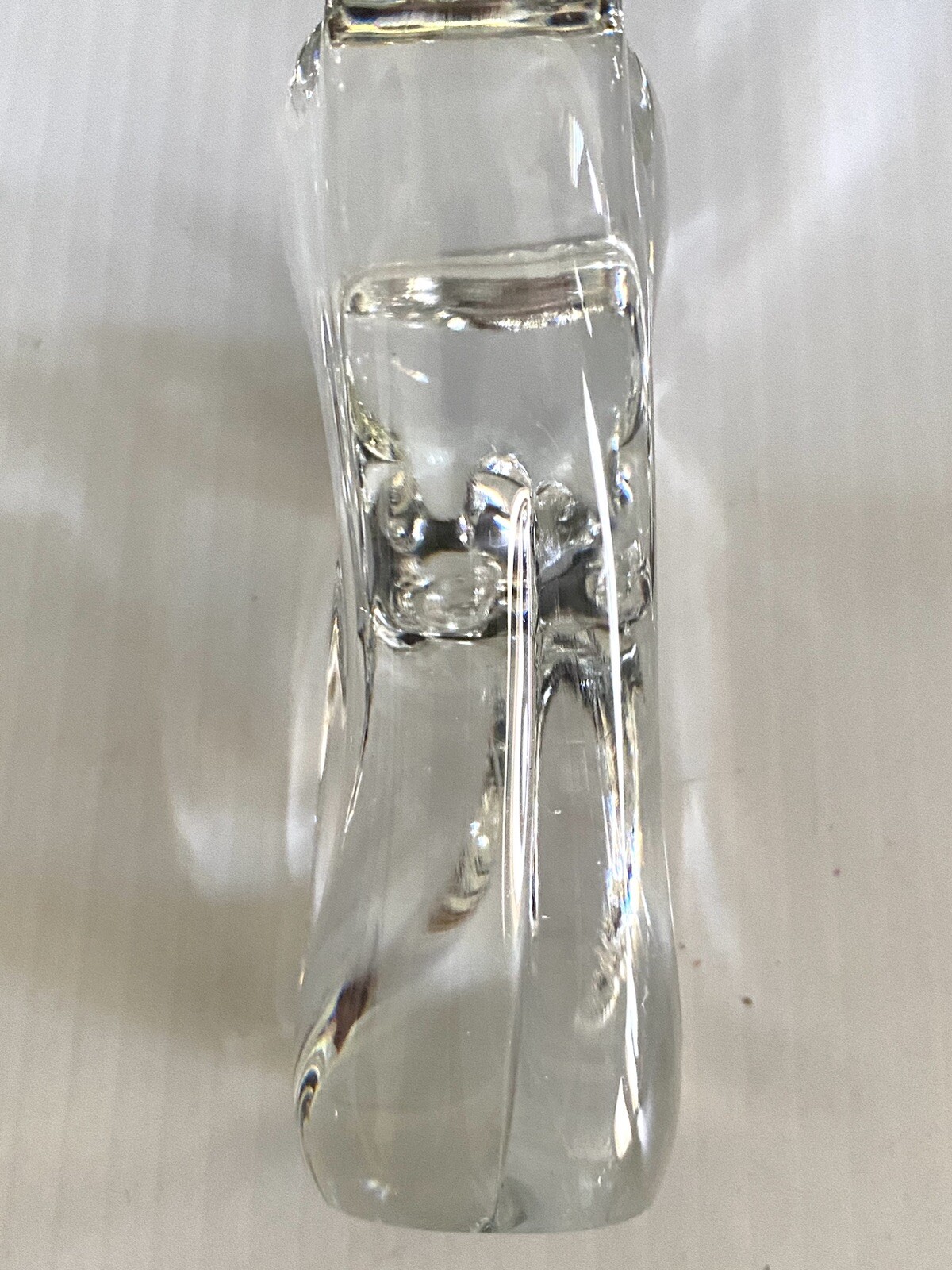 Cat Lead Crystal Figurine John Riekes Chalet Handcrafted Paperweight Vtg Flaw