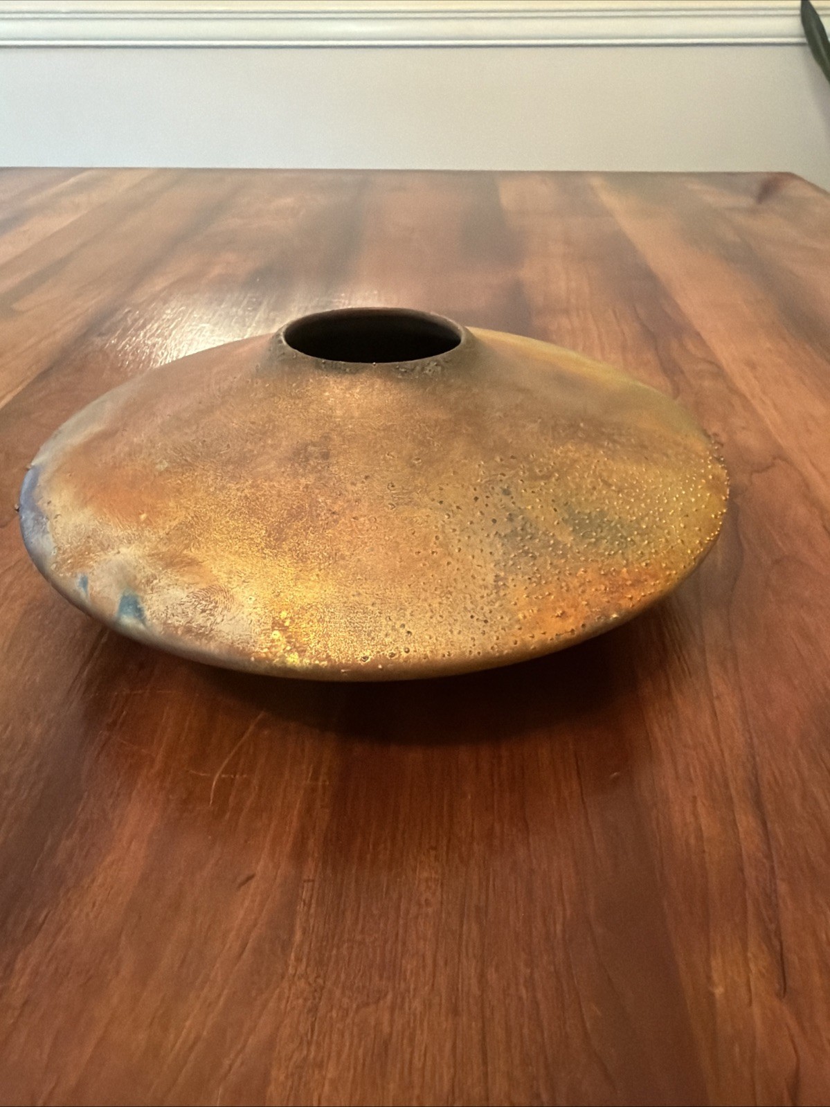 Signed Vintage Studio Fired Copper Vessel Vase Modernist Minimalist – READ