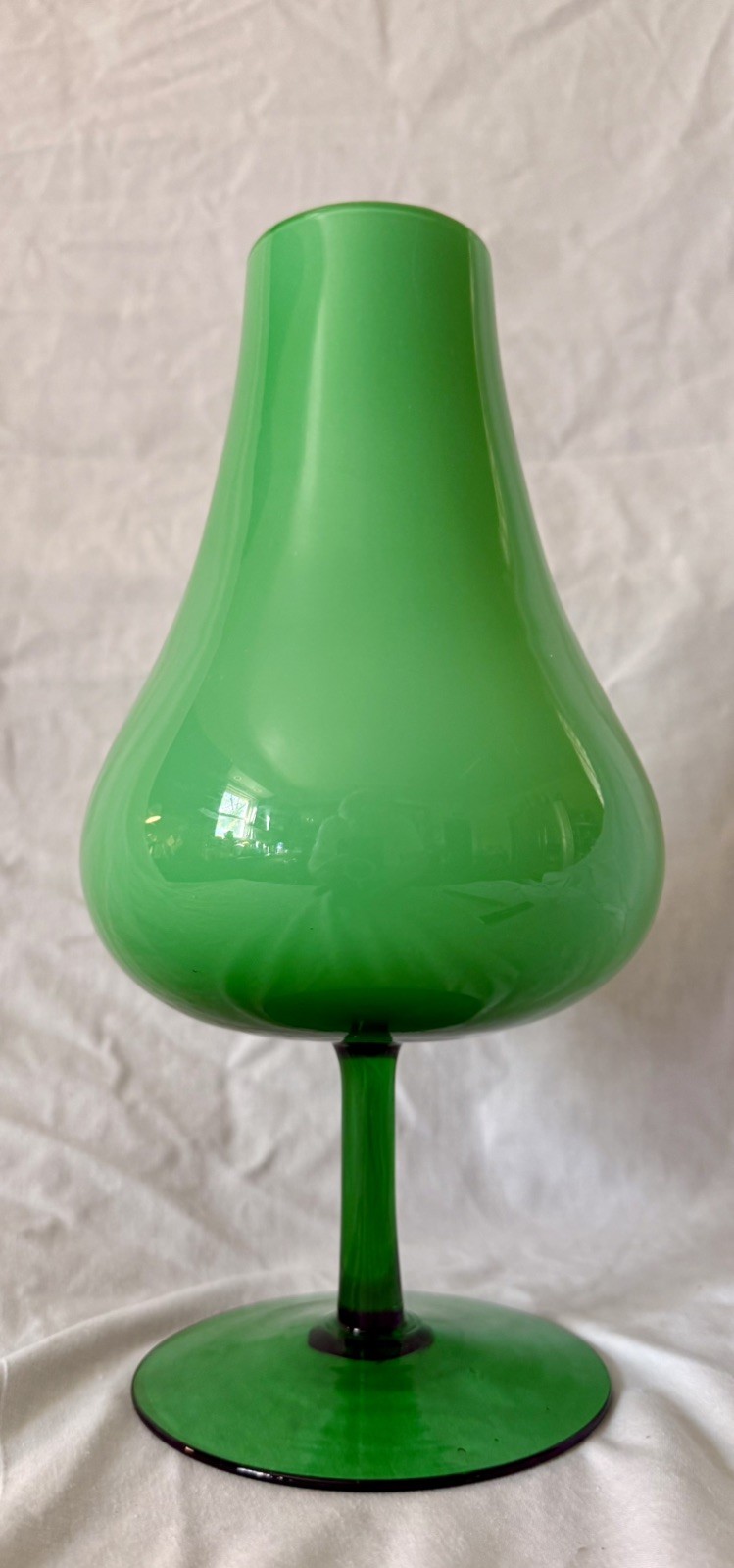 Mid Century Empoli Mint Green Cased Glass Decanter Snifter Vase ITALY! Hand Made