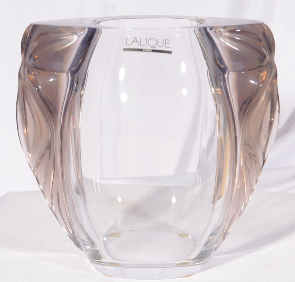 Lalique France Signed Crystal Clematites Vase Mint Condition W/ Box
