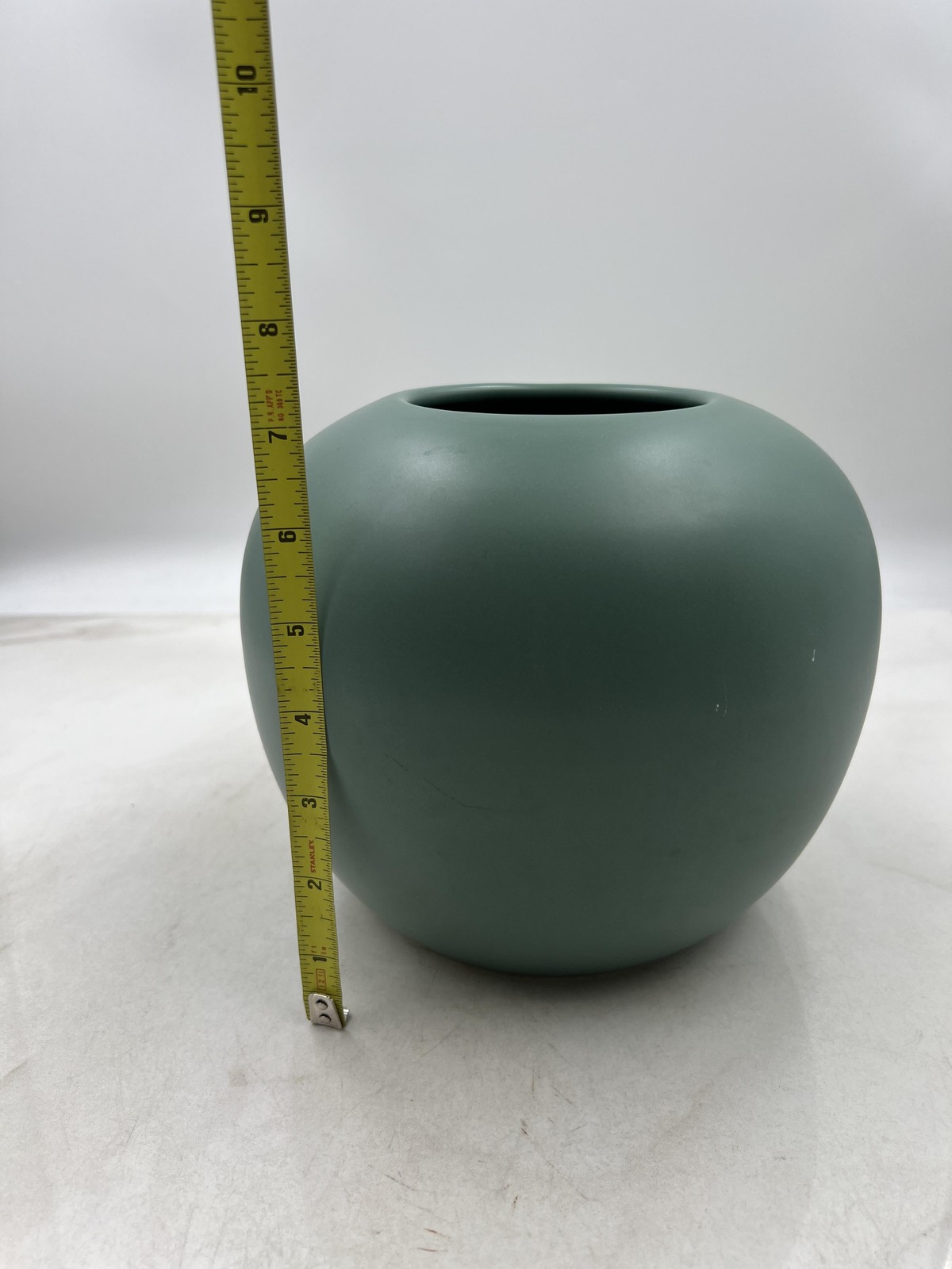 Contemporary Matte Green Ceramic Bowl Vase Modern Minimalist 7″ x 8″ Home Decor
