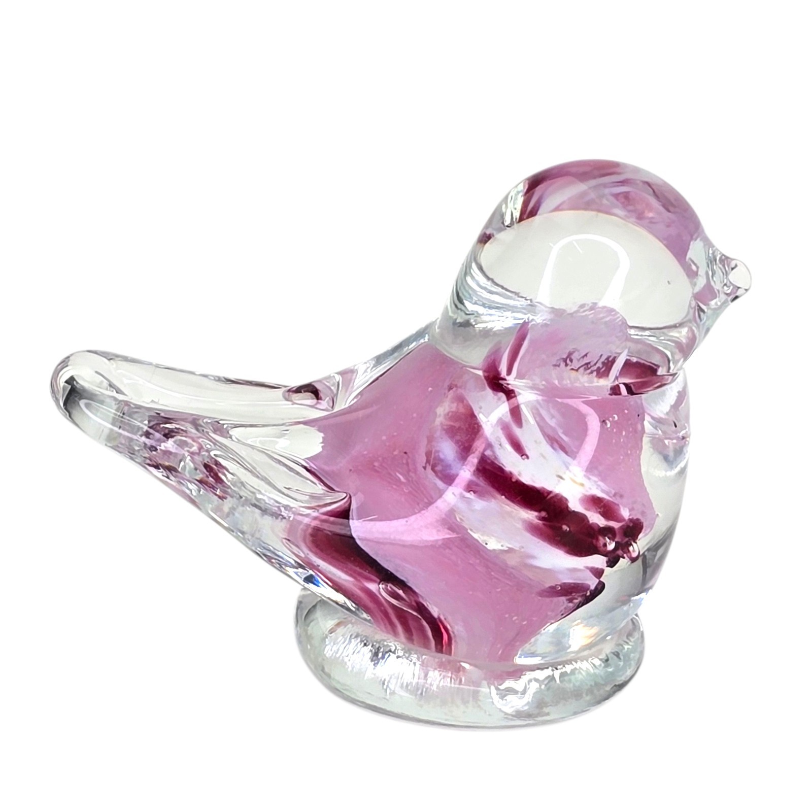 Rare Terra Studios Art Glass Bluebird Of Happiness Hot Pink Swirl Design Unique