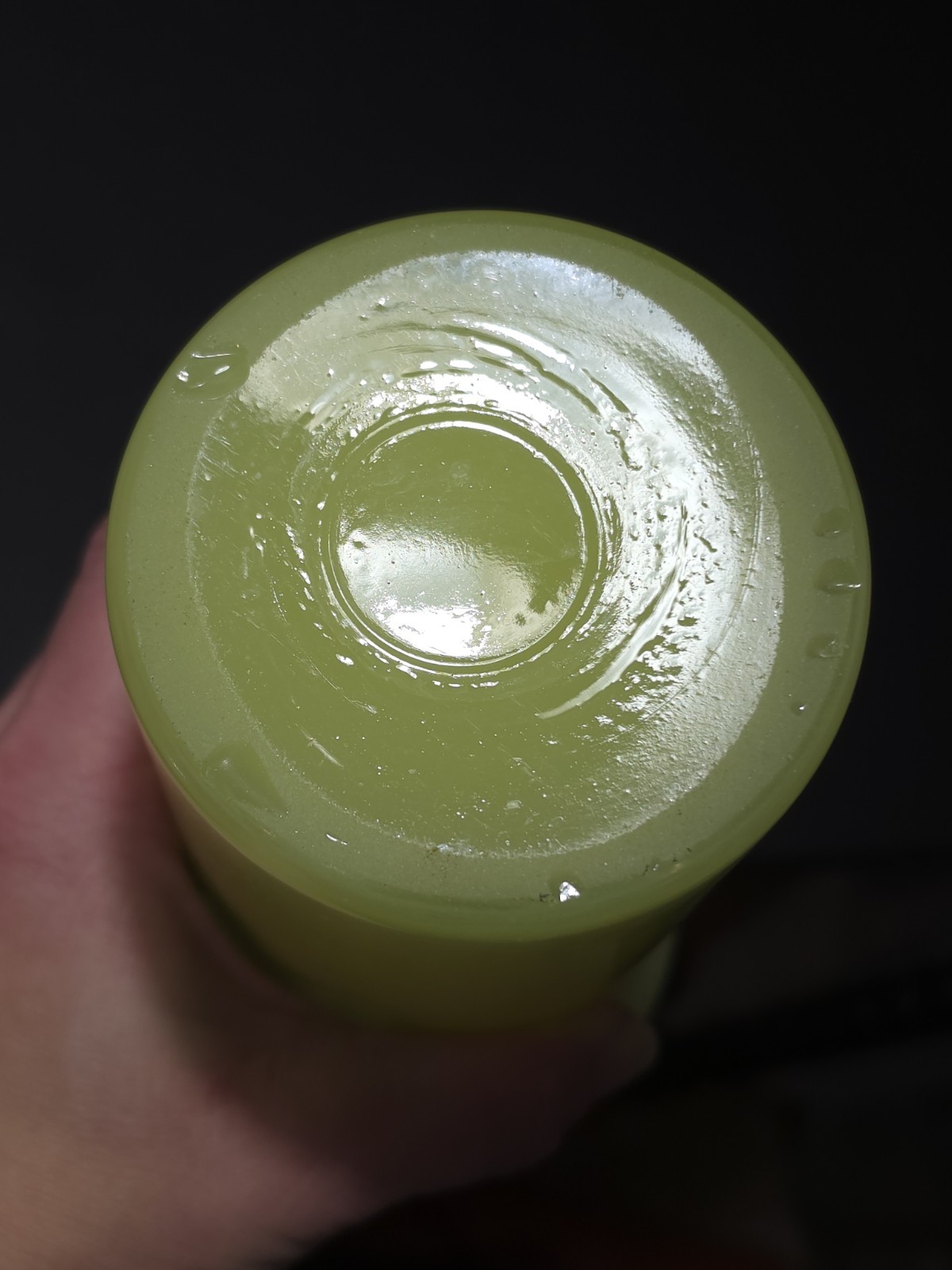 Vintage Vaseline Uranium Canary Glass Stretch Trumpet Vase 8.25″ UV Reactive
