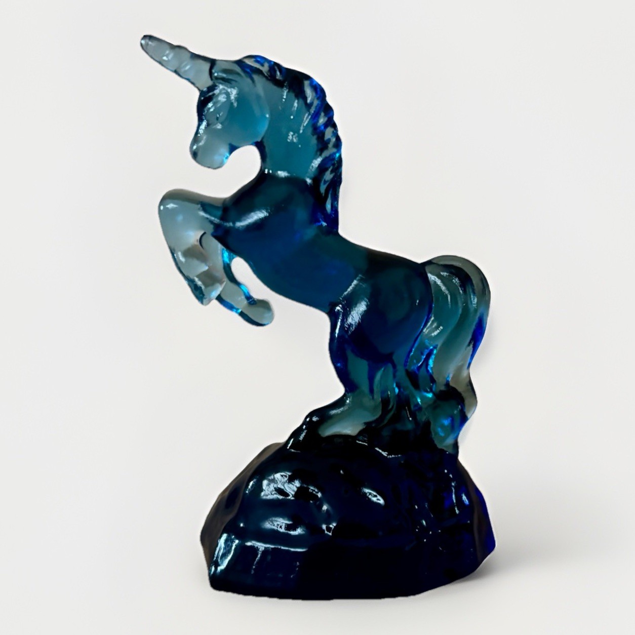 Vintage Fenton Glass Unicorn Cobalt Blue Statue Figurine