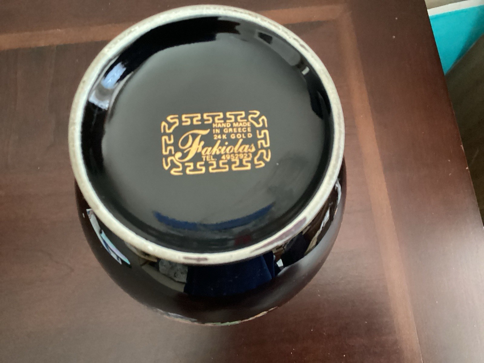 Dakas Keramik Hand Made in Rhodes Vase 10″ 24k Gold Floral Pattern