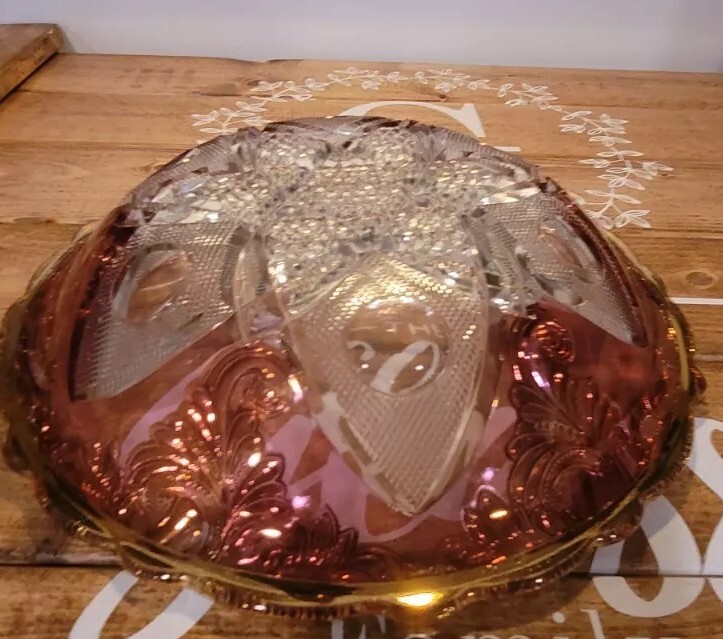 EAPG U.S. Glass New Hampshire Variant Low Bowl Maidens Blush Decoration